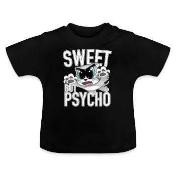 Süße, aber psycho süße Katze - Baby Bio-T-Shirt mit Rundhals - Schwarz - Vorne