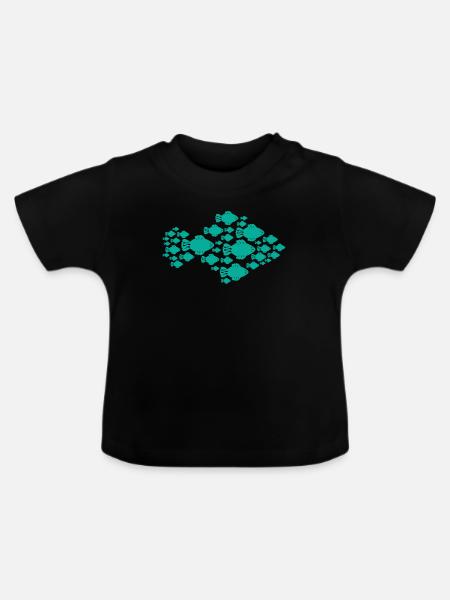 Fisch Tiere - Baby Bio-T-Shirt mit Rundhals - Schwarz