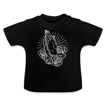 Prier les mains Prier les mains à Dieu religion - T-shirt bio col rond Bébé - noir - Devant