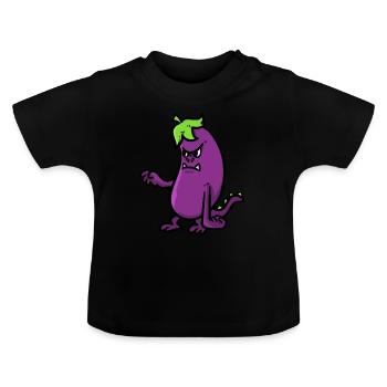 Auberginen-Monster Eggplant Monster - Baby Bio-T-Shirt mit Rundhals - Schwarz - Vorne