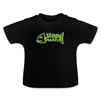 Stop Plastik - Baby Bio-T-Shirt mit Rundhals - Schwarz - Vorne