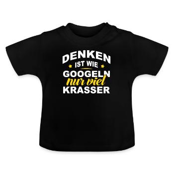 Denken ist wie googeln - Baby Bio-T-Shirt mit Rundhals - Schwarz - Vorne