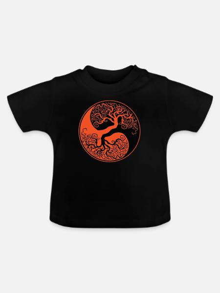 Drzewo Świata - Yin i Yang - Økologisk T-shirt til baby, rund hals - sort
