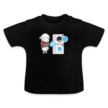 Brebis Lave-linge laver laver - T-shirt bio col rond Bébé - noir - Devant