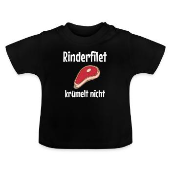 Beef fillet does not crumb - barbecue, grill - Baby Organic T-Shirt with Round Neck - black - Front