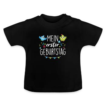 mein erster geburtstag - Baby Bio-T-Shirt mit Rundhals - Schwarz - Vorne