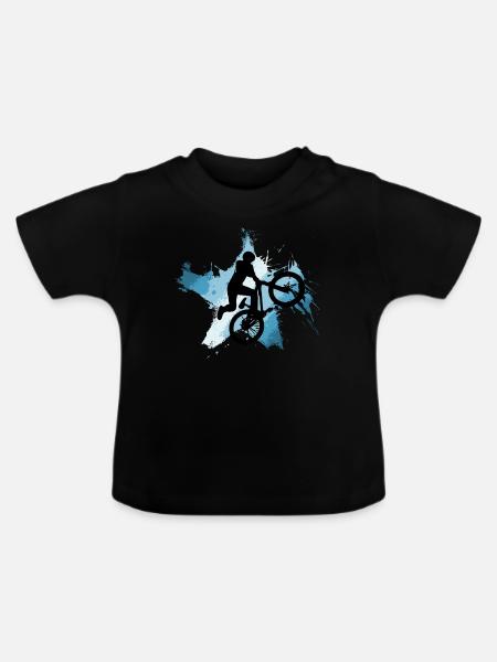 Mountainbike Jump Downhill MTB blau - Baby Bio-T-Shirt mit Rundhals - Schwarz