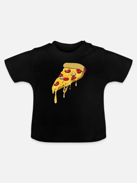 Pizza Liebe Pizzastück - Baby Bio-T-Shirt mit Rundhals - Schwarz