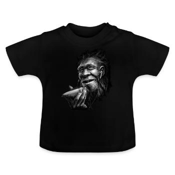 Caveman time travel - Baby Organic T-Shirt with Round Neck - black - Front