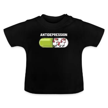 Capsule Anti-Dépression Licorne - T-shirt bio col rond Bébé - noir - Devant