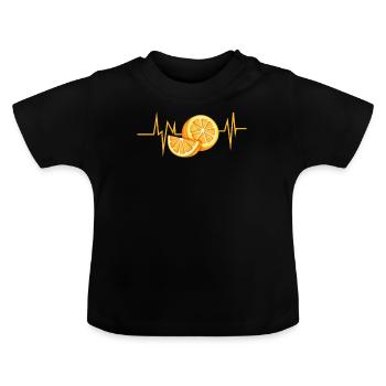 Mandarine Obst Herzschlag Geschenk Geschenk - Baby Bio-T-Shirt mit Rundhals - Schwarz - Vorne