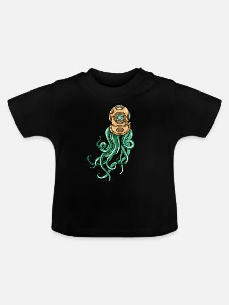 Octopus Scuba Diver - Baby Bio-T-Shirt mit Rundhals - Schwarz