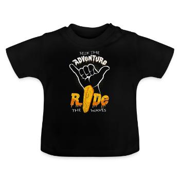 surfeur - T-shirt bio col rond Bébé - noir - Devant