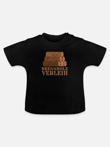 Brennholz Verleih Feuerholz - Baby Bio-T-Shirt mit Rundhals - Schwarz