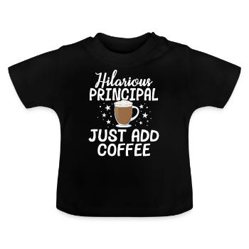Hilarious Principal Addieren Sie einfach Kaffeeschule - Baby Bio-T-Shirt mit Rundhals - Schwarz - Vorne