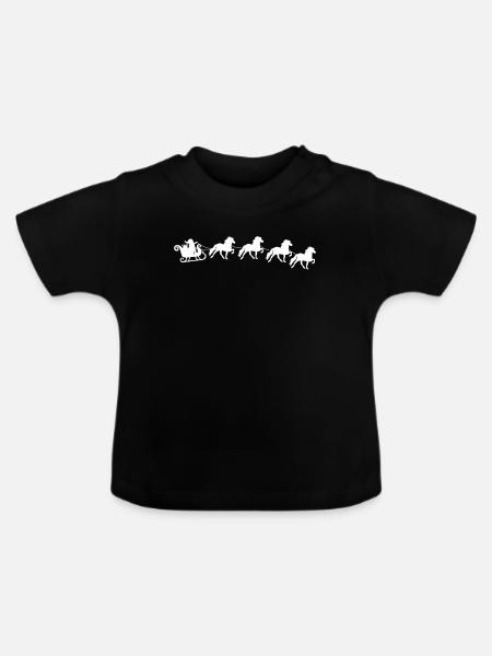Islaender Weihnachten Schlitten Islandpferd - Ekologisk T-shirt med rund hals baby - svart