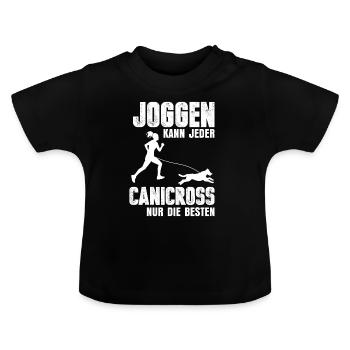 Joggen Canicross - Baby Bio-T-Shirt mit Rundhals - Schwarz - Vorne