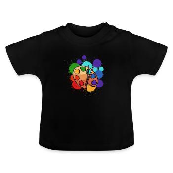 La palette de l'artiste-peintre - T-shirt bio col rond Bébé - noir - Devant