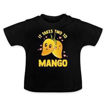 Mango Funny Fruit Tango Pun braucht zwei - Baby Bio-T-Shirt mit Rundhals - Schwarz - Vorne