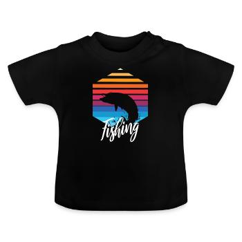 Fischen - Baby Bio-T-Shirt mit Rundhals - Schwarz - Vorne