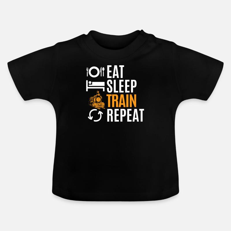 train - T-shirt bio col rond Bébé - noir