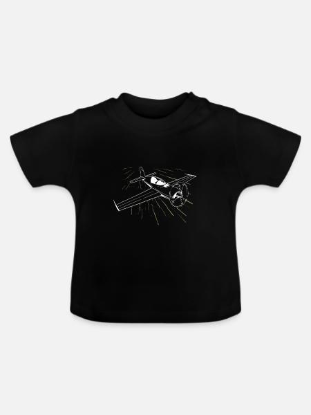 Flugzeug Fliegen Pilot Flugplatz - Baby Bio-T-Shirt mit Rundhals - Schwarz