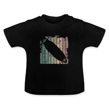 Cadeau de planche à roulettes rétro Longboarder Longboarding - T-shirt bio col rond Bébé - noir - Devant