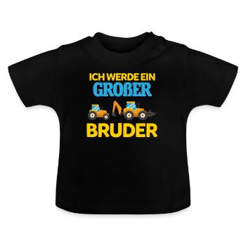 Ich Werde Großer Bruder - Baby Bio-T-Shirt mit Rundhals - Schwarz - Vorne
