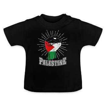 Palestine poing - T-shirt bio col rond Bébé - noir - Devant