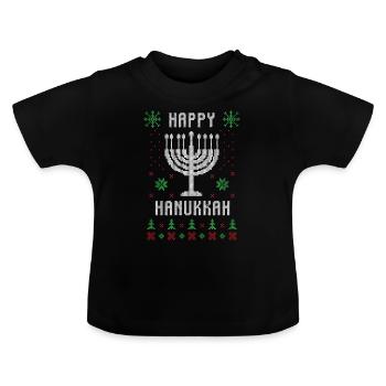 Joyeux Noël moche de hanukkah - T-shirt bio col rond Bébé - noir - Devant