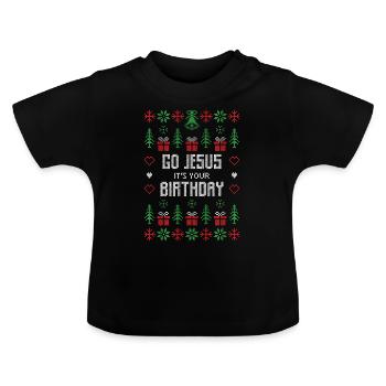 jesus ugly christmas sweater - Baby Bio-T-Shirt mit Rundhals - Schwarz - Vorne