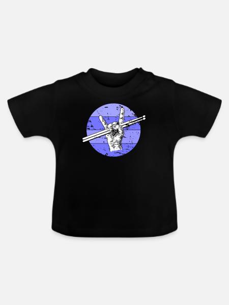 Schlagzeuger Drumstick - Baby Bio-T-Shirt mit Rundhals - Schwarz