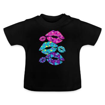 Mode des années 80 - T-shirt bio col rond Bébé - noir - Devant
