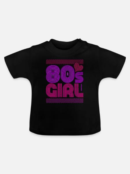 80er Mädchen - Baby Bio-T-Shirt mit Rundhals - Schwarz