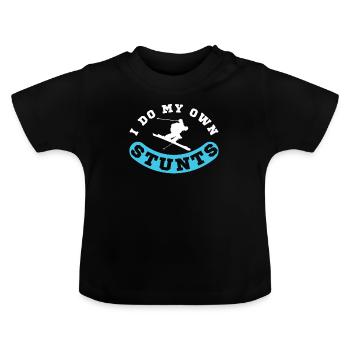 ski - Økologisk T-shirt til baby, rund hals - sort - Foran
