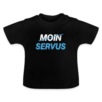 Bayern Bayer Servus Bayernfan - Baby Bio-T-Shirt mit Rundhals - Schwarz - Vorne