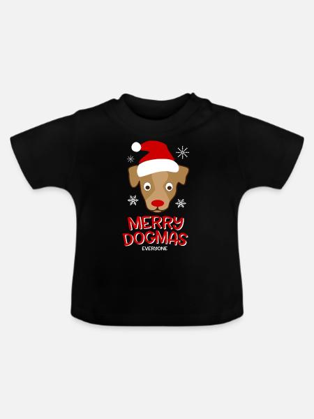 Weihnachten Hund - Baby Bio-T-Shirt mit Rundhals - Schwarz