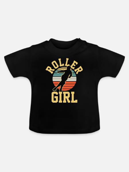 Rollerskates Mädchen - Baby Bio-T-Shirt mit Rundhals - Schwarz