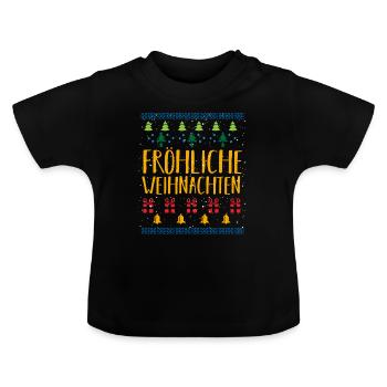 ugly christmas sweater nerdy Geschenk - Baby Bio-T-Shirt mit Rundhals - Schwarz - Vorne