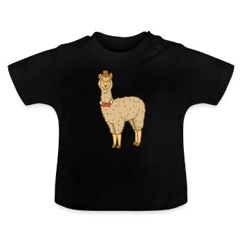 Sweet, llama, in formal, formal clothing - Baby Organic T-Shirt with Round Neck - black - Front