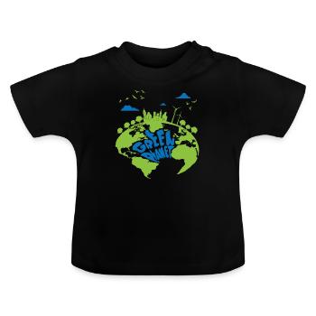 Green Planet Mother Earth renewable energy - Baby Organic T-Shirt with Round Neck - black - Front