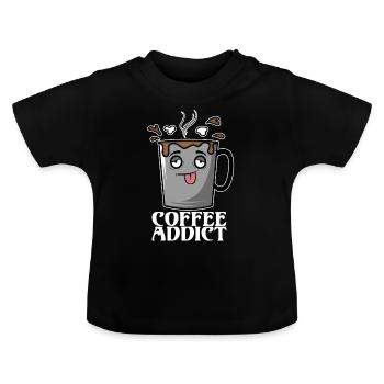 Coffee Addict - Baby Organic T-Shirt with Round Neck - black - Front