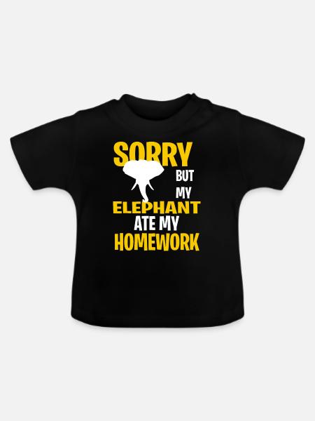 Funny Elephant Present Idea - Baby Bio-T-Shirt mit Rundhals - Schwarz