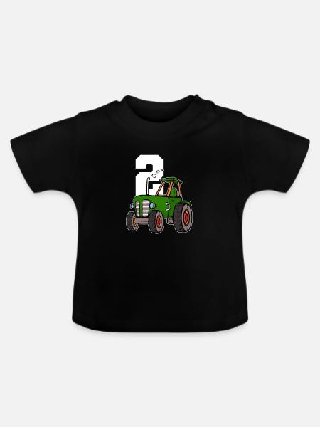 2nd birthday tractor - Baby Organic T-Shirt with Round Neck - black
