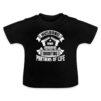 Schießen Ehemann und Ehefrau Shooting Partner - Baby Bio-T-Shirt mit Rundhals - Schwarz - Vorne