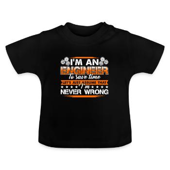 Ingenieur Ich bin ein Ingenieur - Baby Bio-T-Shirt mit Rundhals - Schwarz - Vorne