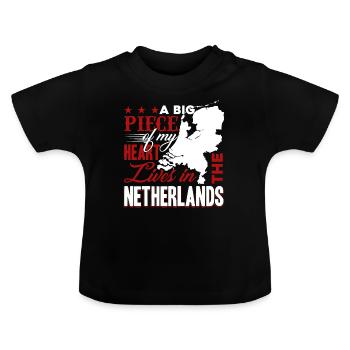 Pays-Bas Mon cœur vit aux Pays-Bas - T-shirt bio col rond Bébé - noir - Devant