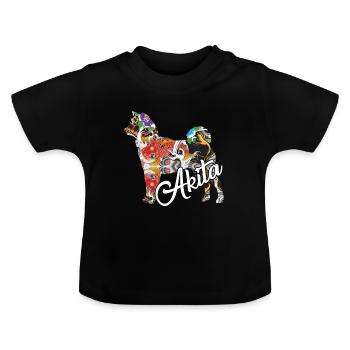 Amant Akita mignon - T-shirt bio col rond Bébé - noir - Devant