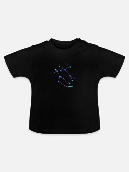 Sternzeichen Zwillinge, Gemini - Baby Bio-T-Shirt mit Rundhals - Schwarz