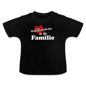 Willkommen in der Familie - Baby Bio-T-Shirt mit Rundhals - Schwarz - Vorne